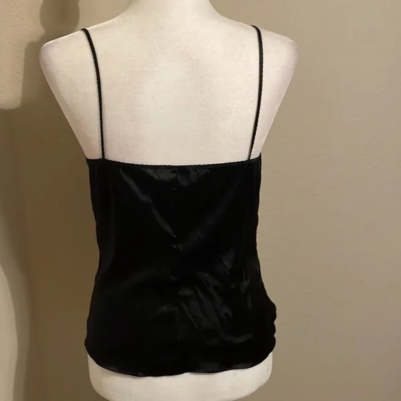 No label -black, satin like camisole with a little stretch. 100% Silk; size M - Picture 2 of 4
